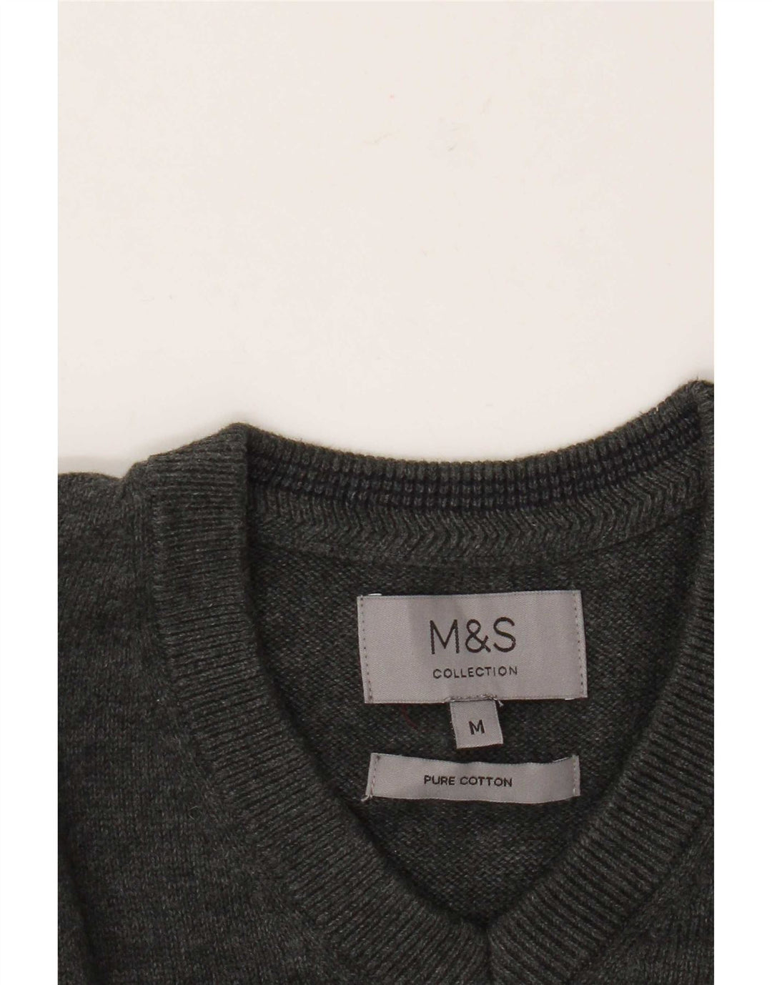 Marks & Spencer Jersey con cuello en V para hombre de algodón gris medio