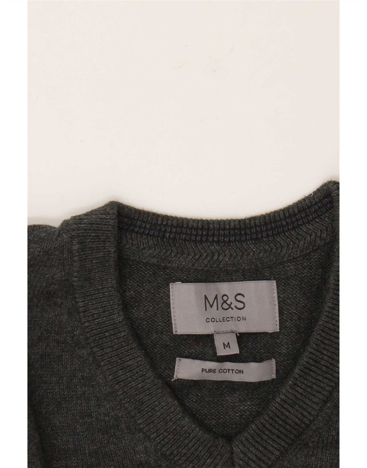 Marks & Spencer Jersey con cuello en V para hombre de algodón gris medio