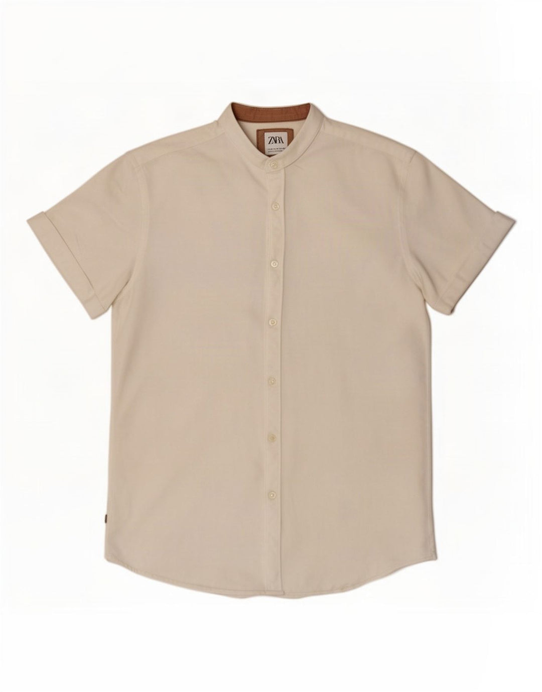 Zara Hombre Camisa Slim Fit Manga Corta Blanco Mediano