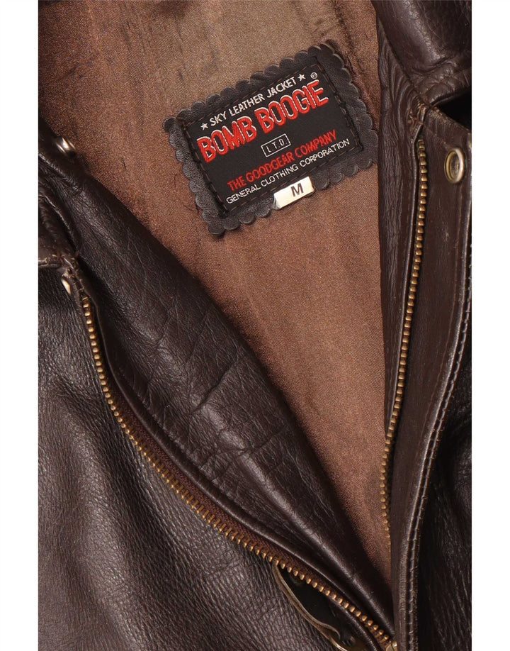 Bomb Boogie Chaqueta de cuero holgada Sky para hombre UK 38 Marrón medio