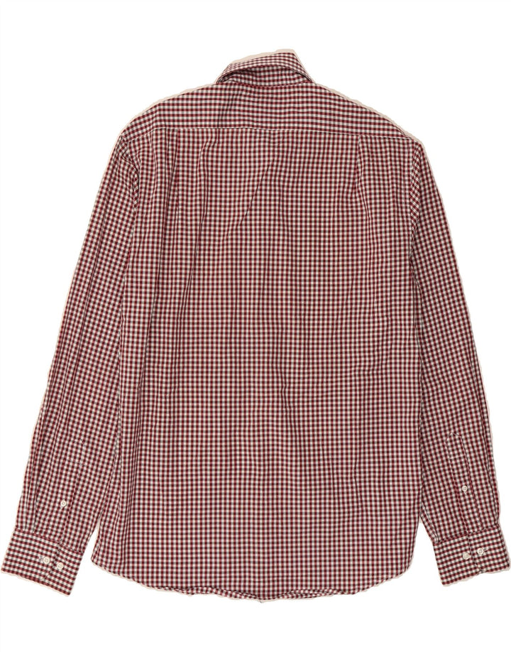 DOCKERS Mens Fitted Shirt Size 15 1/2 Medium Burgundy Gingham Cotton Vintage Dockers and Second-Hand Dockers from Messina Hembry 