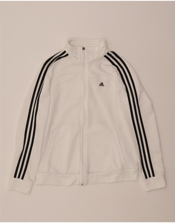 ADIDAS Chaqueta de chándal para mujer Reino Unido 12/14 Mediano Blanco Poliéster