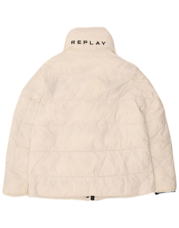 Replay Chaqueta acolchada extragrande con gráfico para mujer UK 6 XS Poliéster blanco
