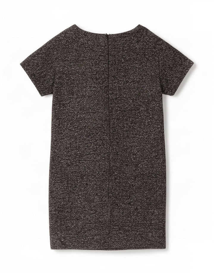 Benetton Vestido Recto Mujer UK 44 Lana Virgen Moteada Gris Medio