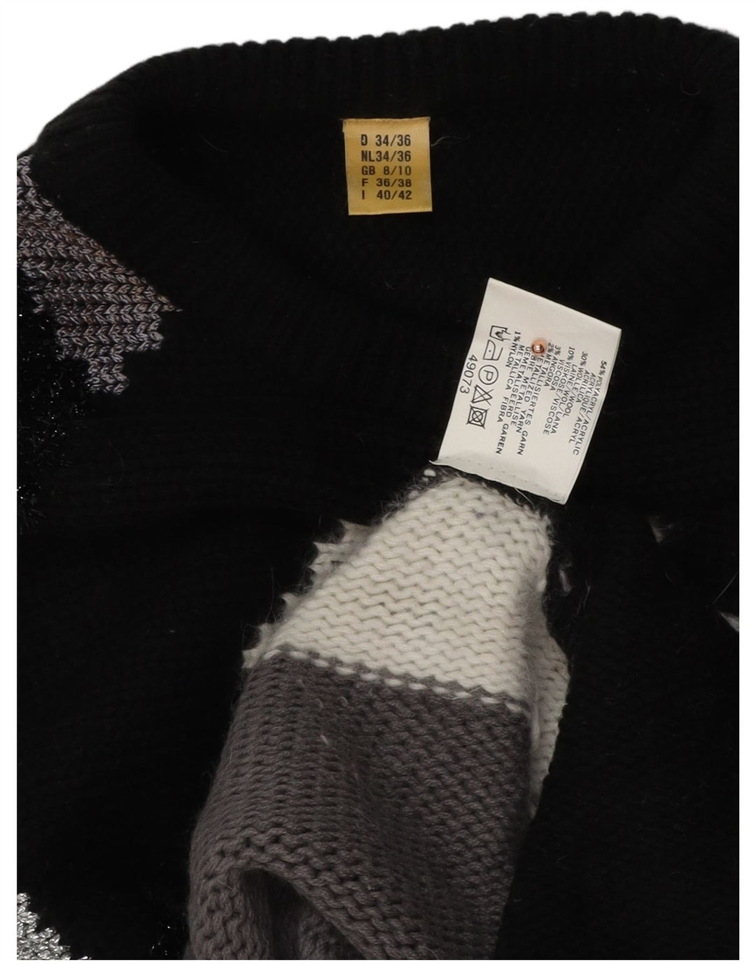 VINTAGE Mujer Barco Cuello Jersey Suéter Reino Unido 8/10 Pequeño Multicolor