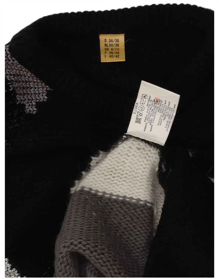 VINTAGE Mujer Barco Cuello Jersey Suéter Reino Unido 8/10 Pequeño Multicolor