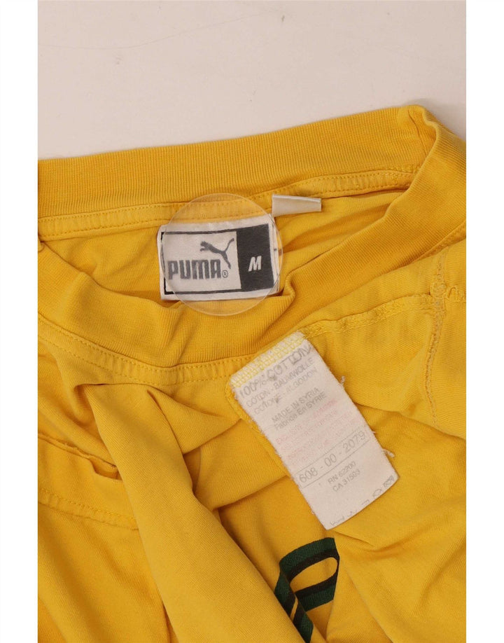 Puma Hombre Camiseta Gráfica Top Algodón Amarillo Medio