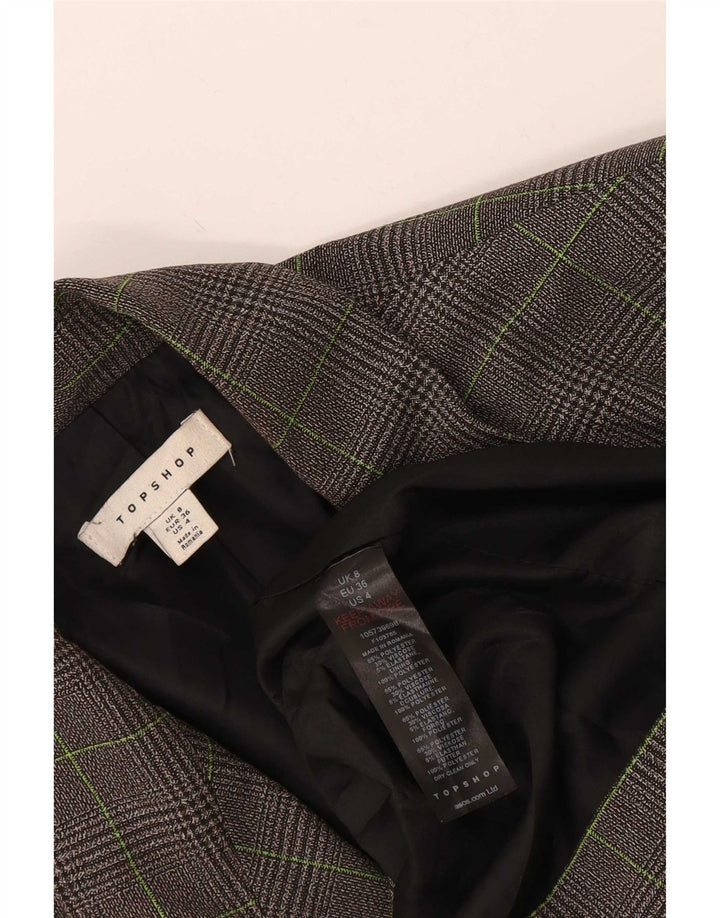 Topshop Chaqueta tipo blazer extragrande con 1 botón para mujer, talla pequeña, color gris, pata de gallo
