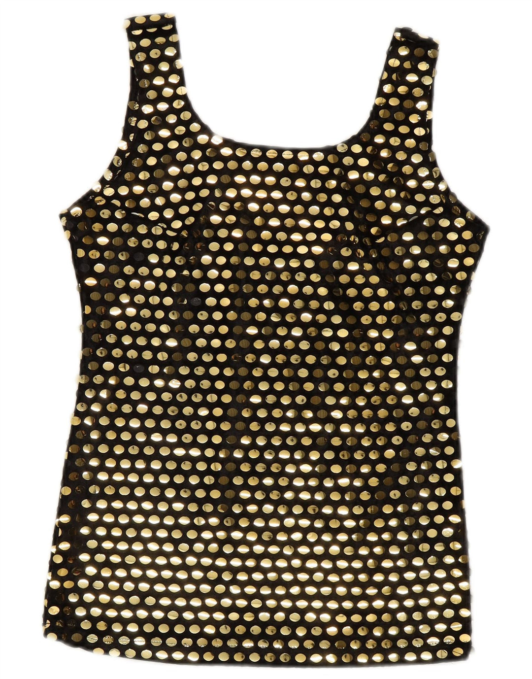 Vintage mujer blusa sin mangas Top Reino Unido 10 pequeño poliéster negro