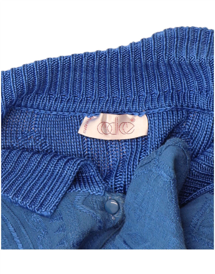 Vintage mujer Cardigan suéter IT 44 Viscosa geométrica azul medio