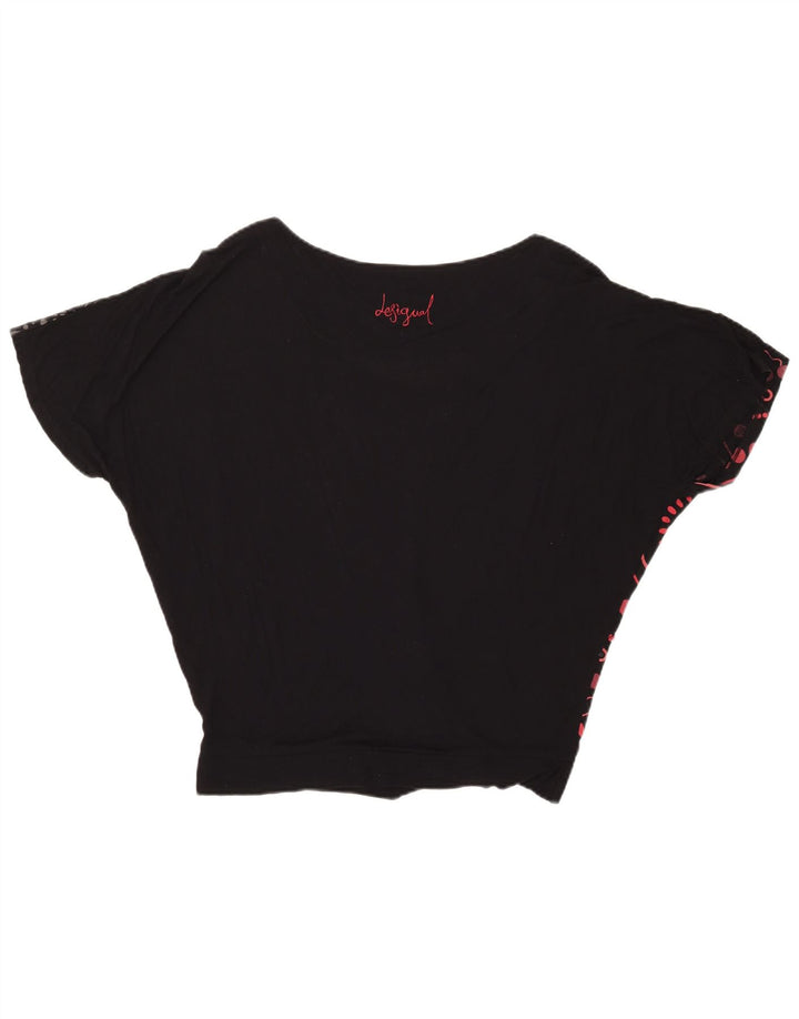 Desigual Blusa gráfica extragrande para mujer Top UK 44 Mediano Negro Geométrico