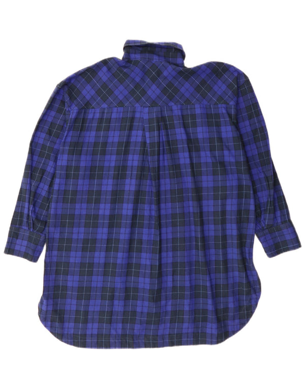Zara Vestido camisero de franela extragrande para mujer UK 4 XS Azul a cuadros