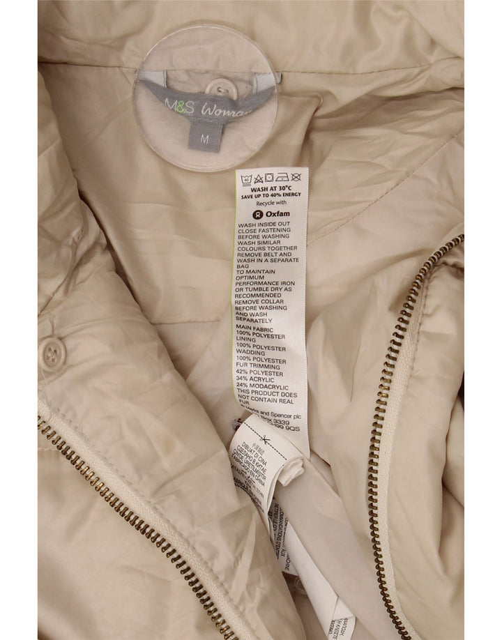 Marks & Spencer Abrigo acolchado extragrande con capucha para mujer UK 44 Medium Off White