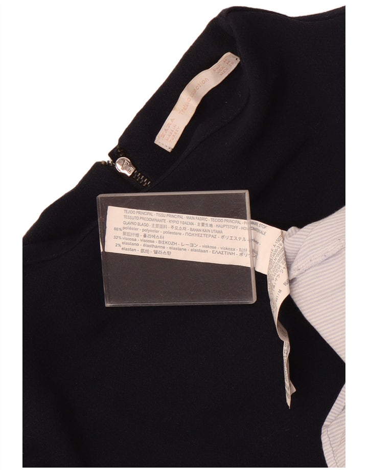 Zara Top tipo túnica de manga larga para mujer UK 40 Medium Azul marino Colorblock