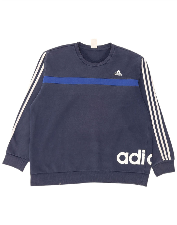 Adidas Hombre Sudadera Gráfica Jersey 2XL Azul Marino Colorblock Algodón