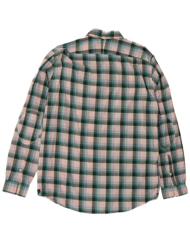 Camisa Lacoste para hombre de corte clásico, talla 40, algodón a cuadros verde mediano