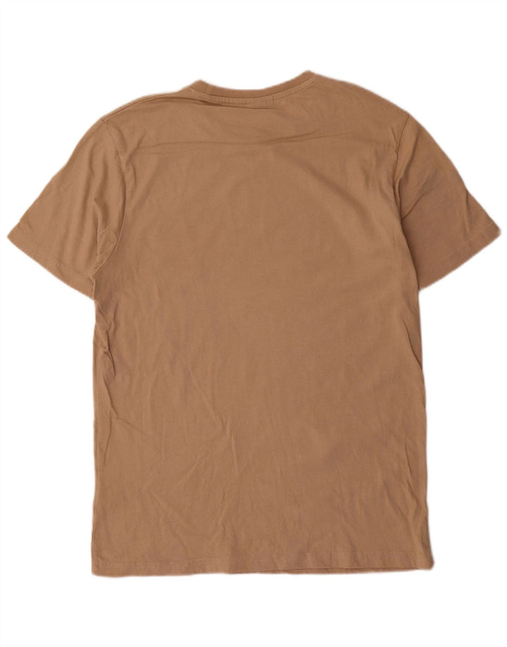 Ellesse Hombre Camiseta Gráfica Top Algodón Beige Medio