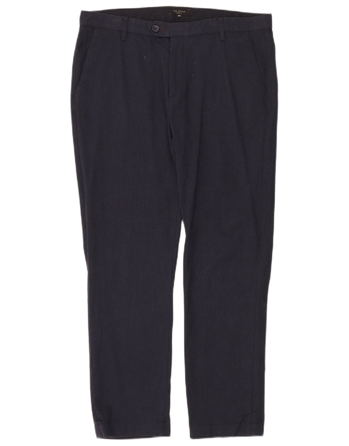 Pantalones de traje ajustados para hombre de Ted Baker W36 L30 Algodón azul marino