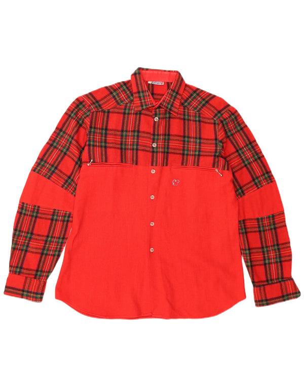 Bailo Camisa De Franela Para Hombre Talla 16 41 Grande Rojo Cuadros Lana Retro