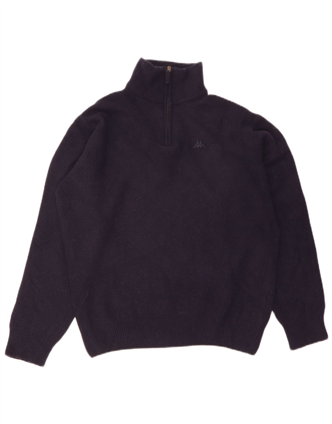 Kappa Mens Zip Neck Jumper Sweater Large Azul Marino Lana De Cordero