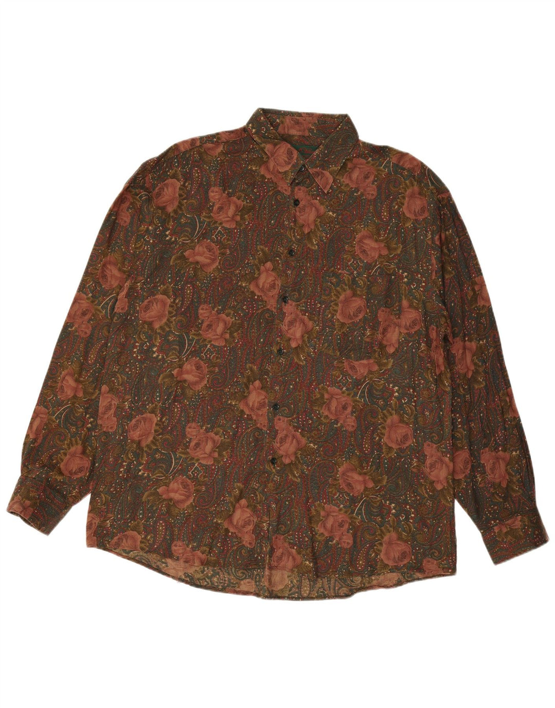 Camisa VINTAGE para hombre XL Rayón floral multicolor
