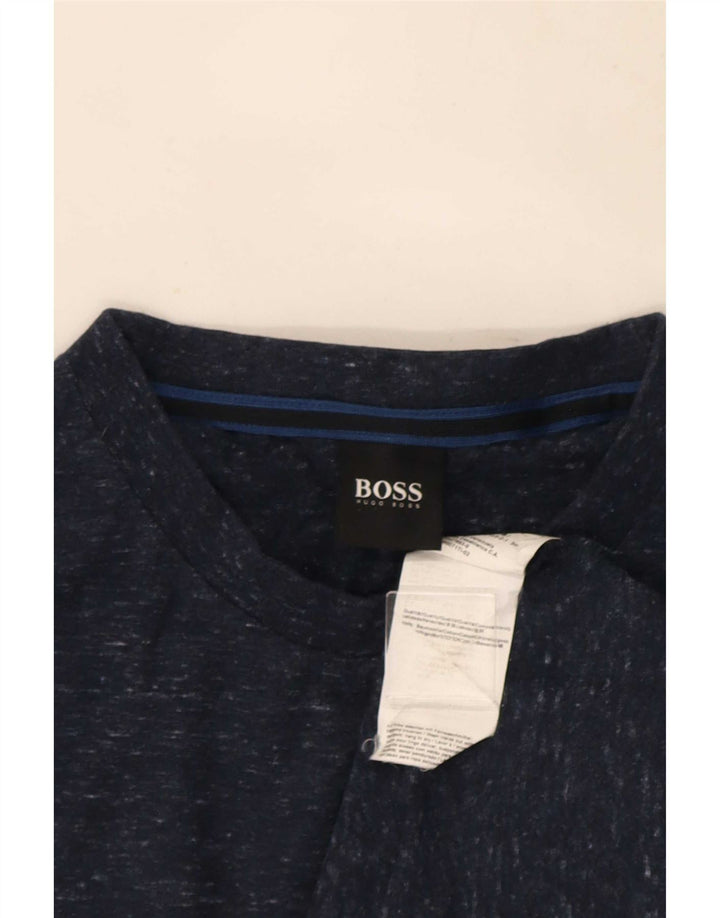 Camiseta Hugo Boss Hombre Top Medium Azul Marino Algodón Moteado