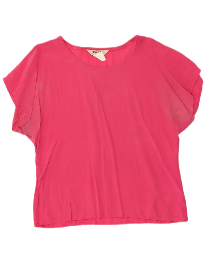 MARELLA Blusa para Mujer Top UK 46 Grande Seda Rosa