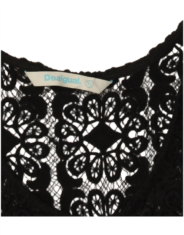 DESIGUAL Blusa gráfica sin mangas para mujer UK 40 XL Gris Paisley