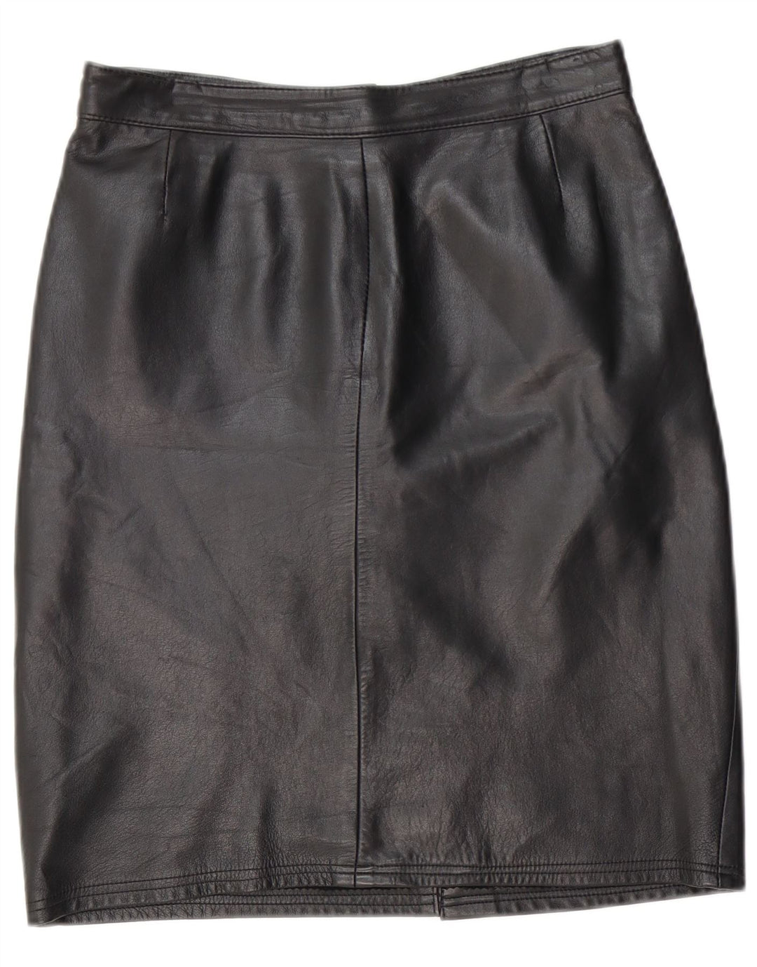 VINTAGE Falda de cuero para mujer IT 44 Mediano W28 Cuero negro