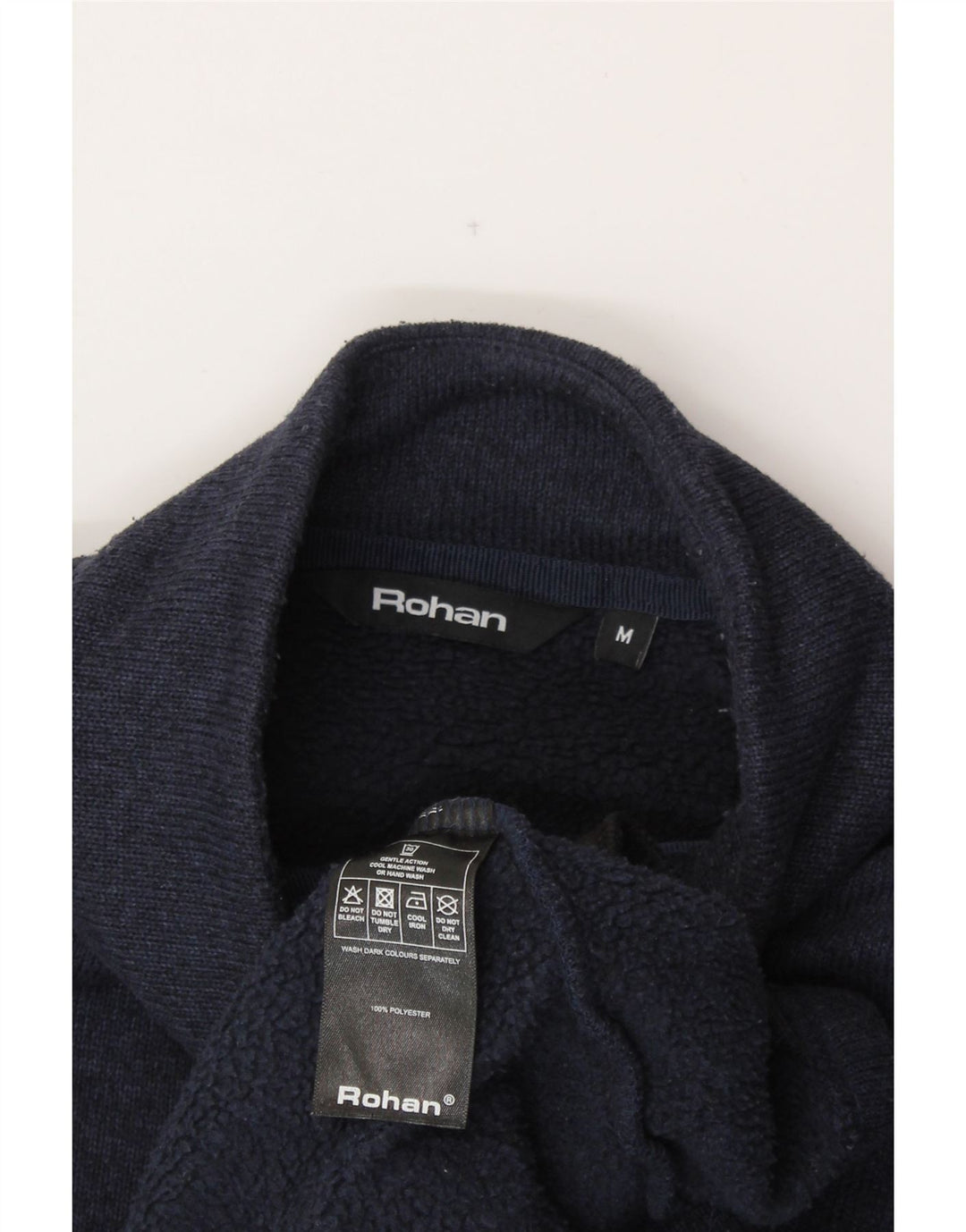 ROHAN Mens Zip Neck Sudadera Jumper Medium Azul Marino Poliéster