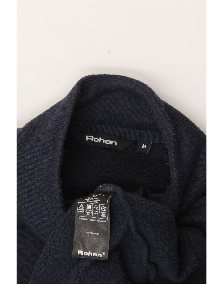 ROHAN Mens Zip Neck Sudadera Jumper Medium Azul Marino Poliéster