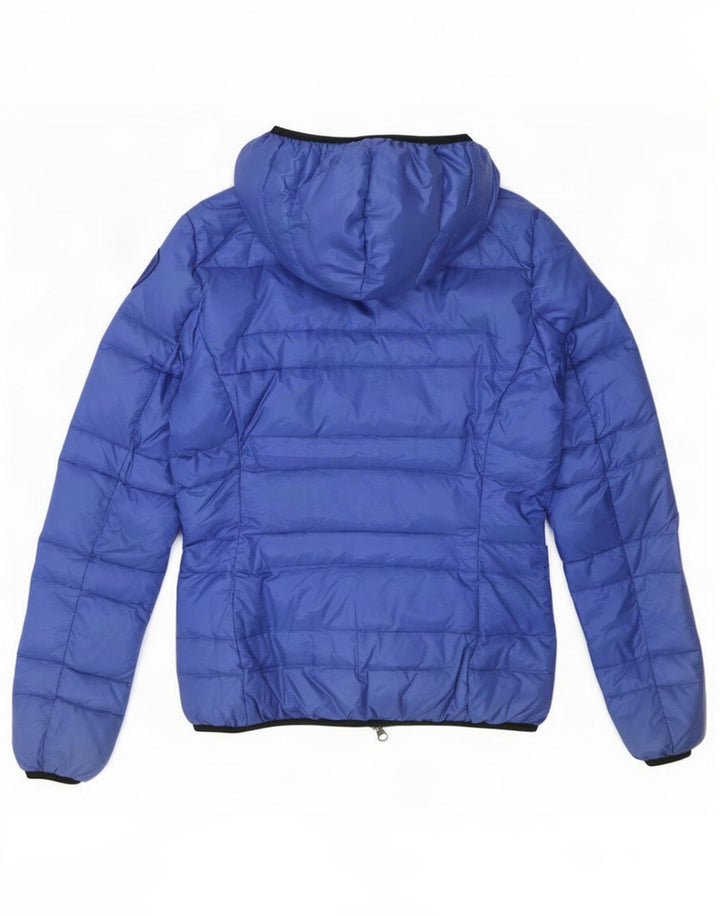 Blauer Chaqueta acolchada con capucha para mujer UK 10 Small Blue Polyamide