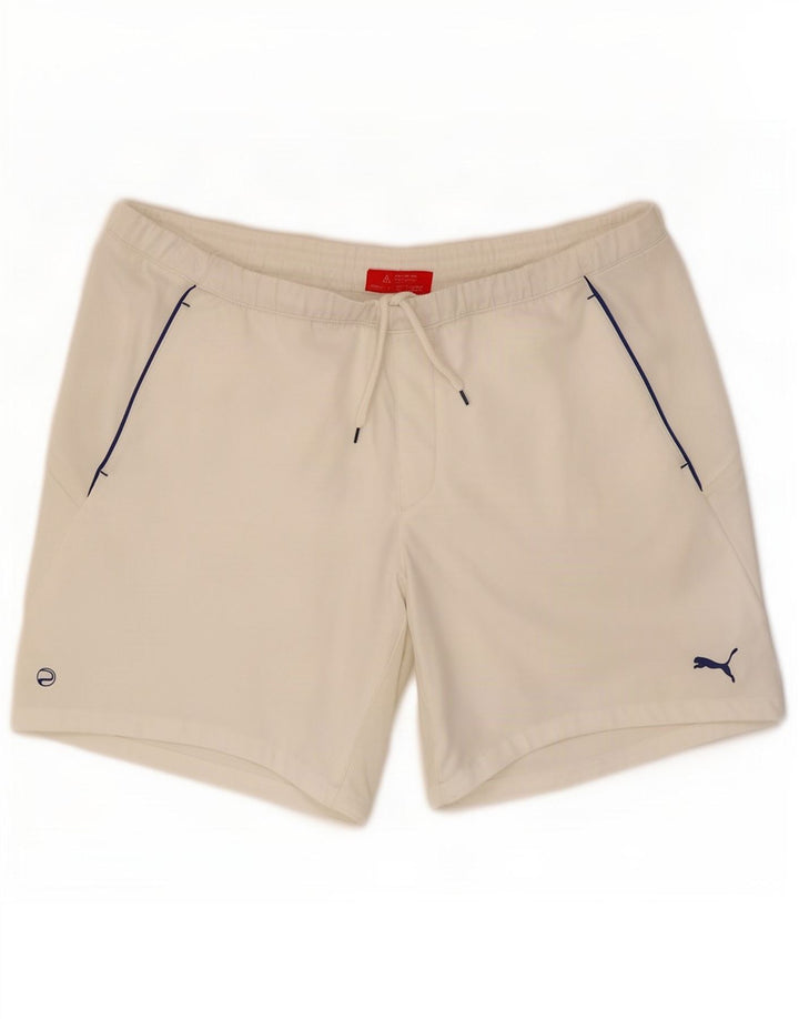 Puma Pantalones cortos deportivos para hombre poliéster blanco grande