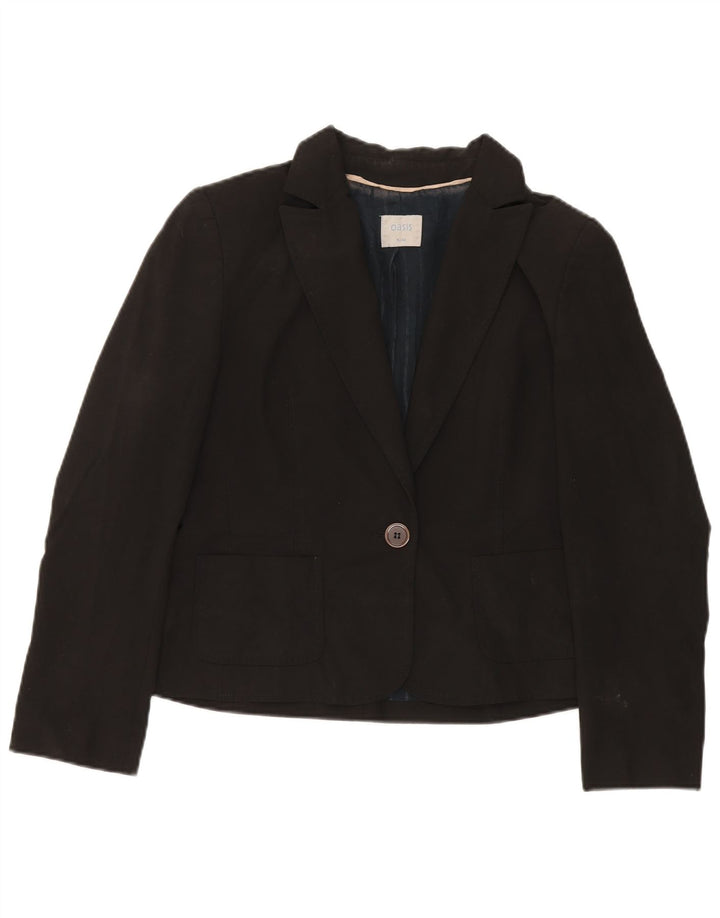 Oasis Chaqueta tipo blazer de 1 botón para mujer UK 46 Grande Poliéster negro