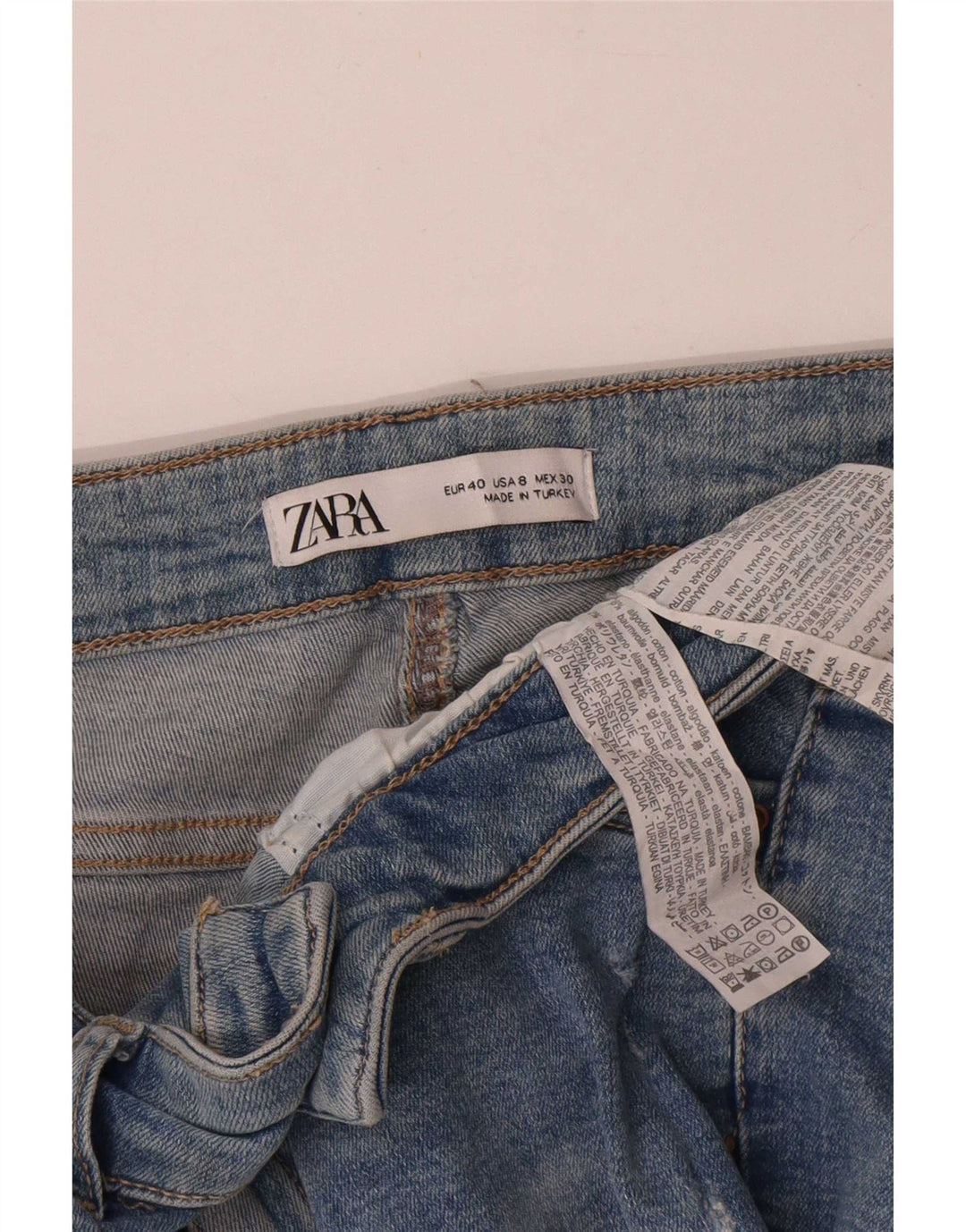 Zara Jeans recortados desgastados para mujer EU 40 Medium W30 L25 Algodón azul