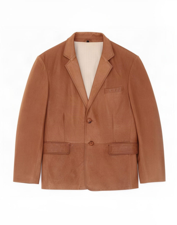 Yorn Chaqueta Blazer de Cuero con 2 Botones para Hombre IT 56/58 3XL Marrón