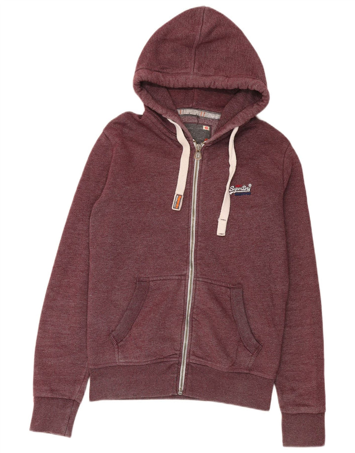 Superdry Sudadera con capucha y cremallera para hombre de algodón moteado en granate mediano