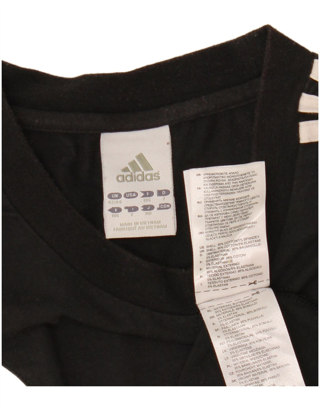 ADIDAS Camiseta para hombre Top UK 42/44 Grande Negro Colorblock Algodón