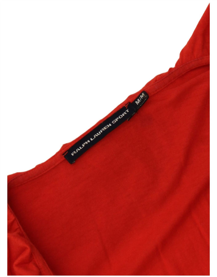 Ralph Lauren Blusa Delantera con Volantes para Mujer Reino Unido 12 Medio Rojo