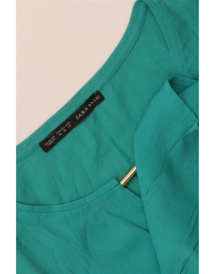 Zara Mujer Blusa Top UK 40 XL Turquesa