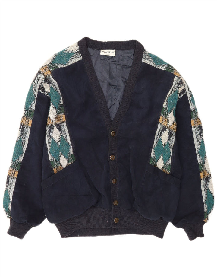 Luciano Chiari Chaqueta Bomber para Hombre Reino Unido 40 Grande Azul Marino Argyle/Diamante