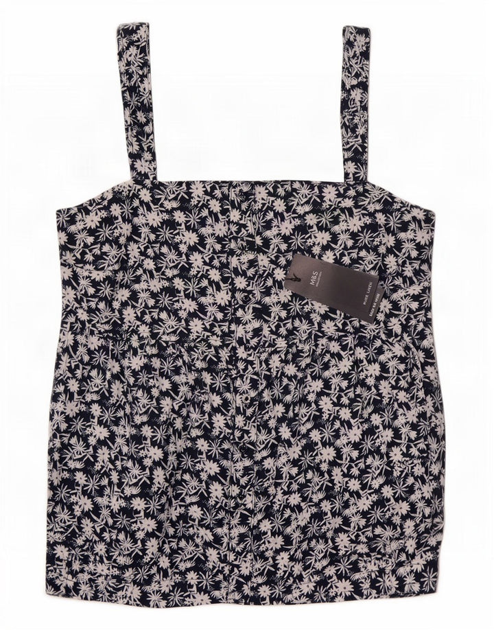 Marks & Spencer Top Cami para Mujer UK 40 Mediano Lino Floral Azul Marino