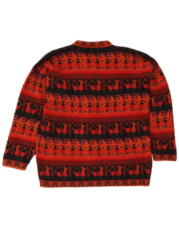 Artesanias Suéter tipo cárdigan para mujer UK 46 Grande Rojo Fair Isle Aztec