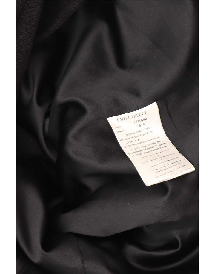 Emilio Pucci Chaqueta Blazer Larga para Mujer UK 44 Mediana Lana Virgen Negra