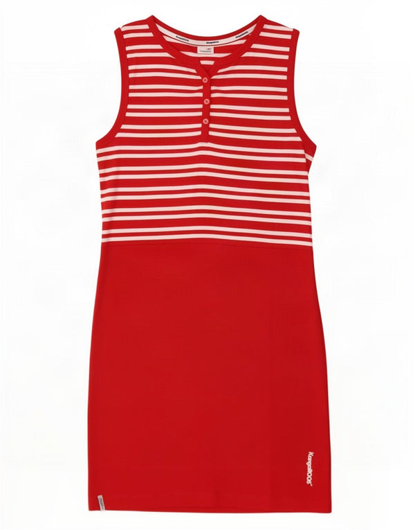 Kangaroos Vestido tipo camiseta sin mangas para mujer UK 40 Algodón a rayas rojas medianas
