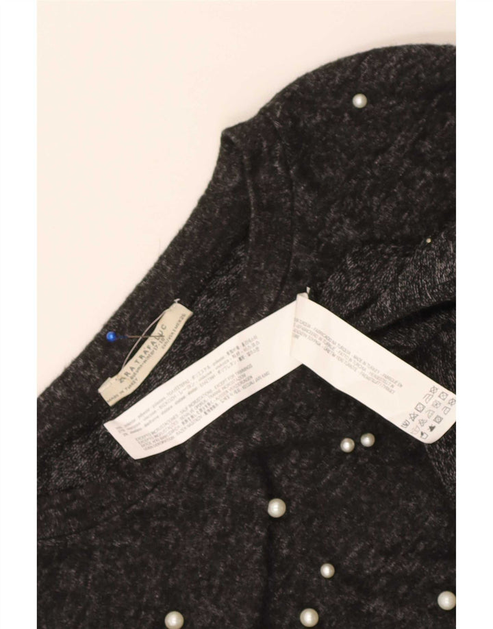 Zara Mujer Camiseta Extragrande Top UK 10 Small Gris Poliéster