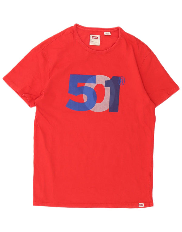 Levi's Camiseta gráfica 501 de ajuste estándar para hombre, talla pequeña, algodón rojo