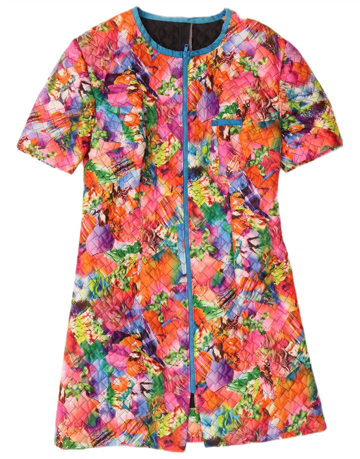 Vintage mujer bata vestido Reino Unido 14 medio multicolor floral