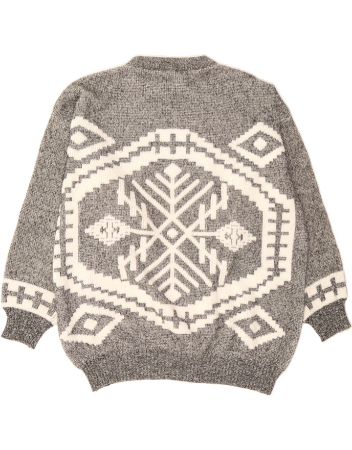 C & A Mens Crew Neck Jumper Sweater IT 52/54 Large Grey Fair Isle Vintage C & A and Second-Hand C & A from Messina Hembry 