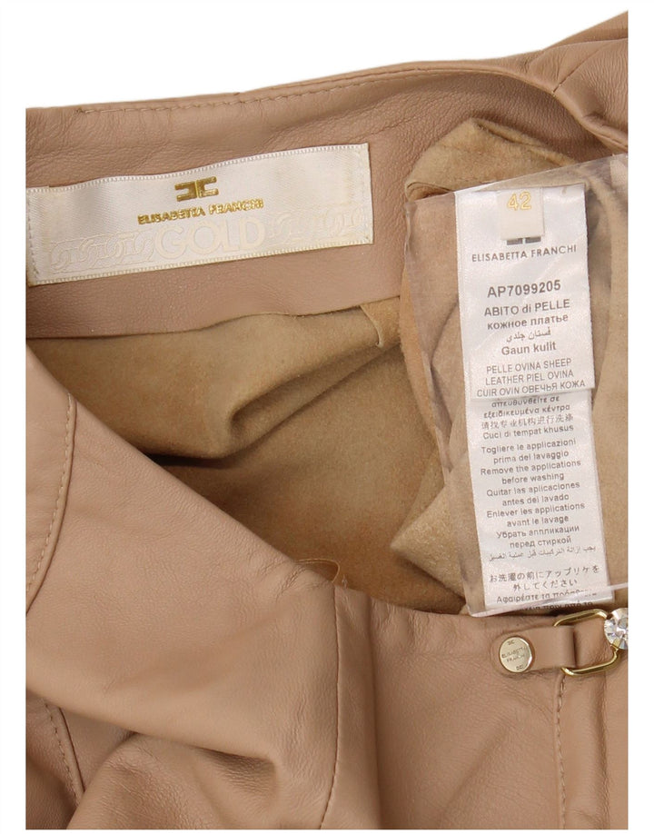 ELISABETTA FRANCHI Vestido De Cuero Mujer IT 42 Cuero Beige Medio